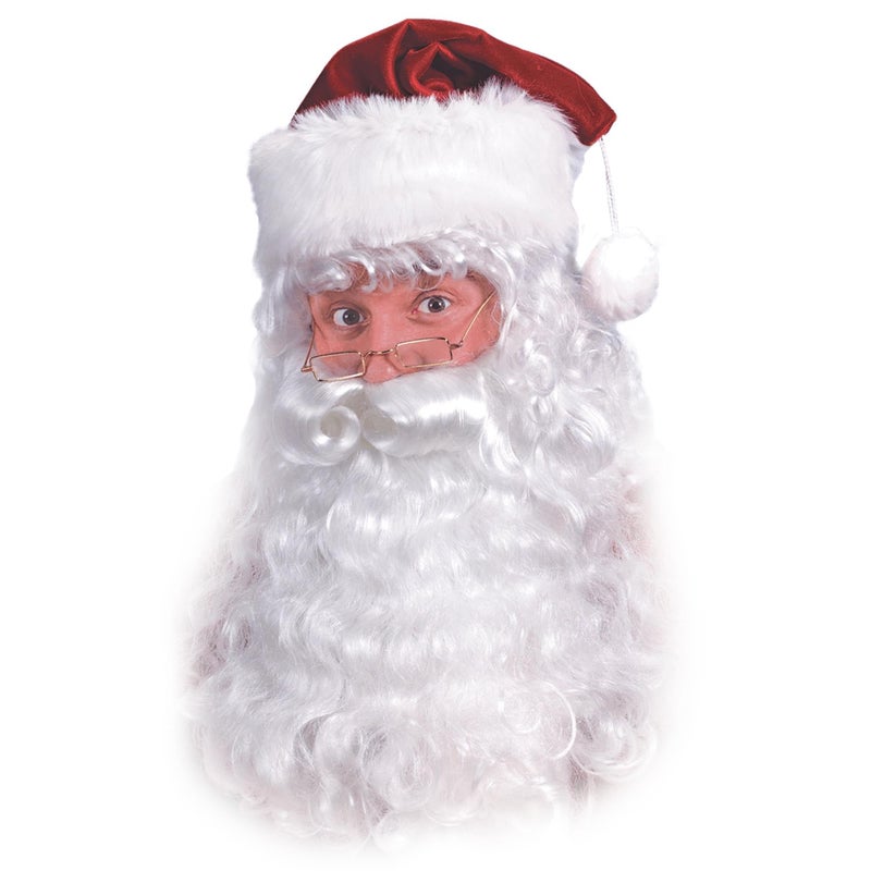 Fun World Costumes Men's Quality Santa Beard and Wig Set, White, One Size - Image 1