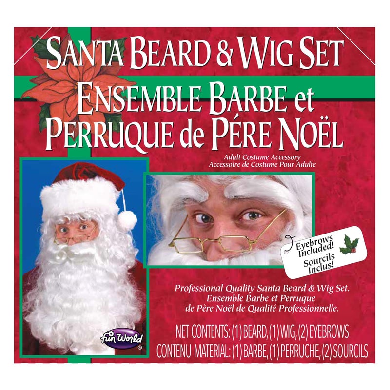 Fun World Costumes Men's Quality Santa Beard and Wig Set, White, One Size - Image 4