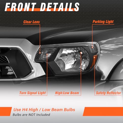 AXLAHA Headlight Assembly Replacement for 2012 2013 2014 2015 Toyota Tacoma Headlamp Driver And Passenger Side Pair - Image 2
