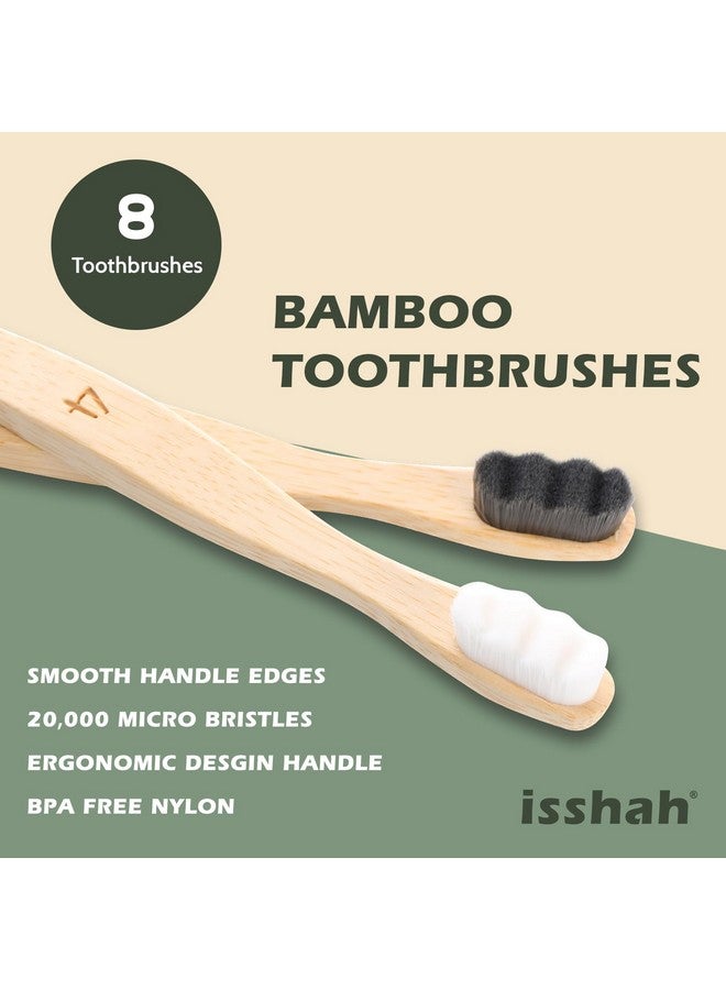 Isshah Extra Soft Bamboo Toothbrush, Micro Nano 20,000 Bristles Toothbrushes for Sensitive Gum, FSC Certified and PETA Approved, Pack of 8 - Image 2