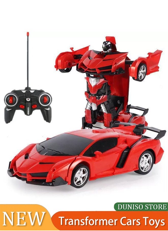 DUNISO - Transformer Cars Toys for Boys ,Remote Controlled Deformed Cars for Boys Electric RC Racing Car Toys for Children Best Vehicles Toy Birthday for Boys Girls Red - Image 1