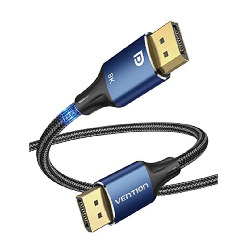 DisplayPort Cable for Laptop PC TV Gaming Monitor, Aluminum Alloy, Black, Ultra HD 8K@60Hz 32.4Gbps with Dynamic HDR HDCP 2.2 Gold-Plated Connectors - Image 1