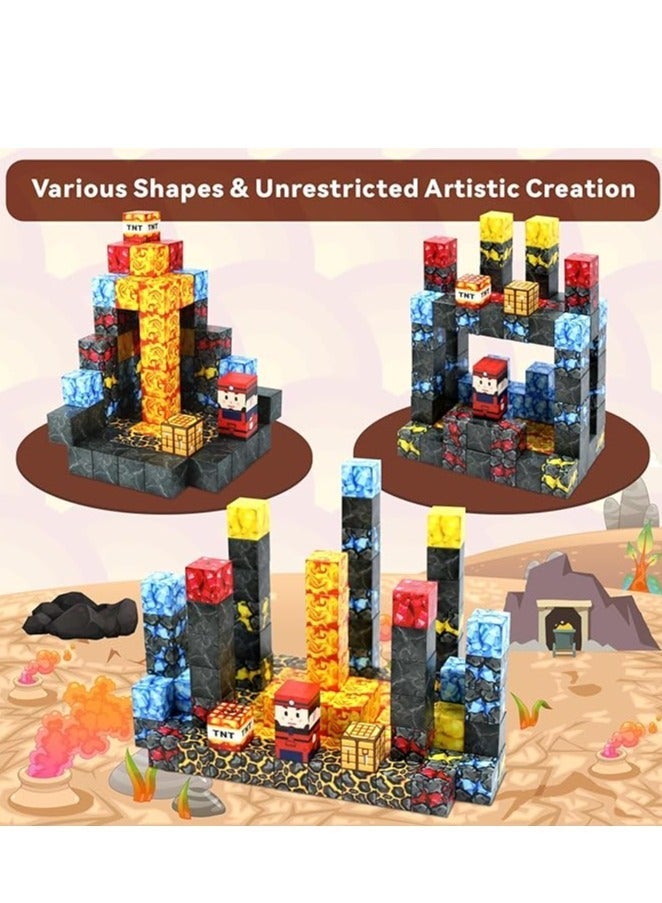 108 PCS Magnetic Blocks Build ,Build Red Mine Craft cubes  Set, Magnetic Tiles Building Blocks Toddler Toys STEM Montessori  Sensory Outdoor Toys for 3+ Year Old Boys & Girls, Creative Kids Games Kids Toys - Image 4