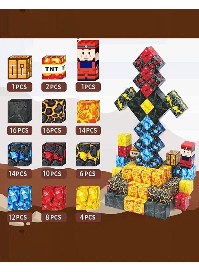 108 PCS Magnetic Blocks Build ,Build Red Mine Craft cubes  Set, Magnetic Tiles Building Blocks Toddler Toys STEM Montessori  Sensory Outdoor Toys for 3+ Year Old Boys & Girls, Creative Kids Games Kids Toys - Image 3