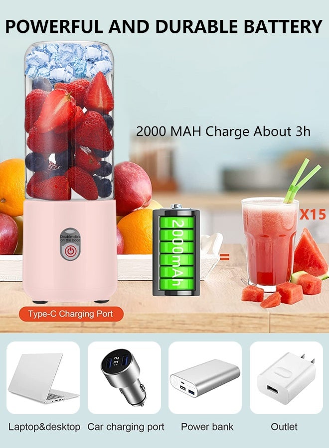 SUCITY Electric Blender-Blender Juicer Cup-Type-C Rechargeable-Mini Handheld Blender with 6 Blades-Mixer for Fruit Shakes and Smoothies-Portable Juicer for Home Outdoor Personal - Image 5