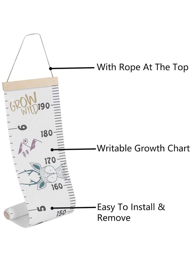 Gonice Kids Growth Chart, Wall Hanging Baby Growth Height Chart for Unisex, Wood Removable Measuring Canvas Ruler with Funny Colorful Animals Design, Portable Height Chart for Children and Baby  - Image 4