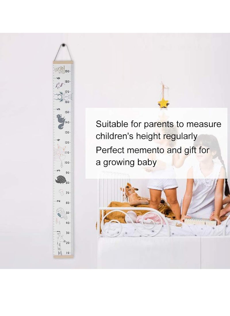 Gonice Kids Growth Chart, Wall Hanging Baby Growth Height Chart for Unisex, Wood Removable Measuring Canvas Ruler with Funny Colorful Animals Design, Portable Height Chart for Children and Baby  - Image 3