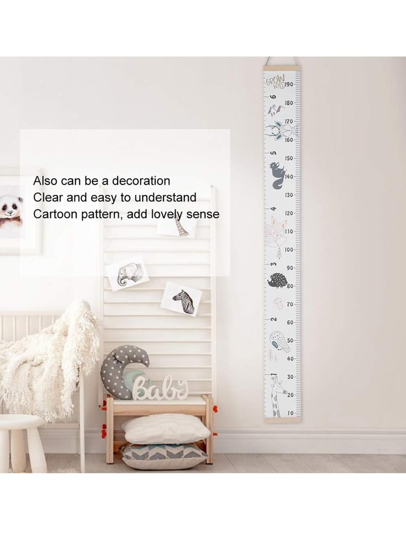 Gonice Kids Growth Chart, Wall Hanging Baby Growth Height Chart for Unisex, Wood Removable Measuring Canvas Ruler with Funny Colorful Animals Design, Portable Height Chart for Children and Baby  - Image 2