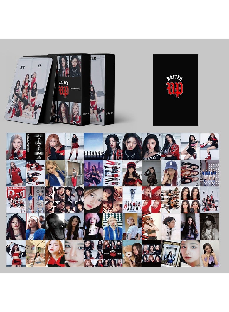NIBEMINENT 55 Pcs Kpop BABYMONSTER Batter Up Lomo Cards Card For Fans Collection Gifts - Image 3