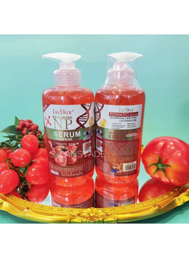 LANSYADE Pure Ceramide Tomato Serum Essence Whitening Body Moisturizing Brightening With Vitamin B5 & C, Aloe Vera, Green Tea, Shea Butter Essence, 500ml - Image 4