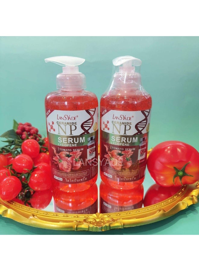 LANSYADE Pure Ceramide Tomato Serum Essence Whitening Body Moisturizing Brightening With Vitamin B5 & C, Aloe Vera, Green Tea, Shea Butter Essence, 500ml - Image 2