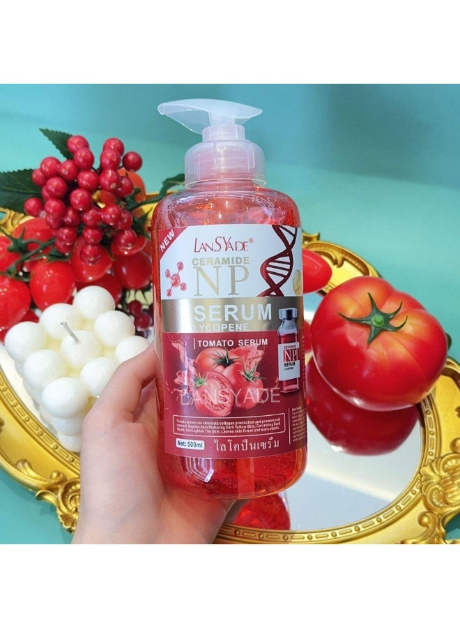 LANSYADE Pure Ceramide Tomato Serum Essence Whitening Body Moisturizing Brightening With Vitamin B5 & C, Aloe Vera, Green Tea, Shea Butter Essence, 500ml - Image 1