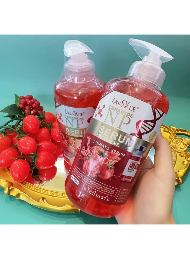 LANSYADE Pure Ceramide Tomato Serum Essence Whitening Body Moisturizing Brightening With Vitamin B5 & C, Aloe Vera, Green Tea, Shea Butter Essence, 500ml - Image 3