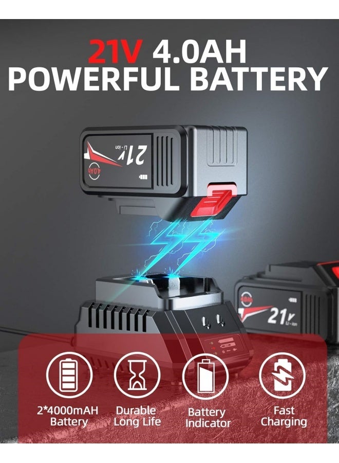 ALongDeng 21V Cordless Polisher Kit With Two 4.0Ah Batteries 3 Variable Speeds Detachable Handle Random Orbit for Car Sanding Polishing Waxing Sealing Glaze - Image 3