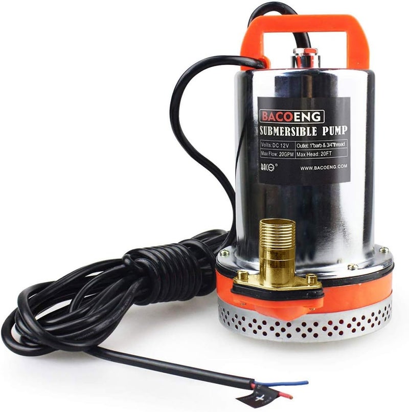 BACOENG 12V DC Farm & Ranch Solar Water Pump Submersible Well Pump 20FT Lift - Image 1