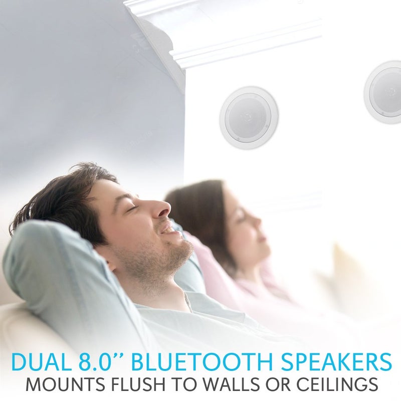 Pyle Pair 8" Bluetooth Flush Mount In-wall In-ceiling 2-Way Universal Home Speaker System Spring Loaded Quick Connections Polypropylene Cone Polymer Tweeter Stereo Sound 250 Watts (PDICBT852RD) - Image 5