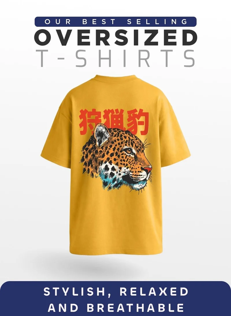 NOBERO Mustard Yellow Men Oversized Graphic Printed T-shirt for Men | Best Price UAE