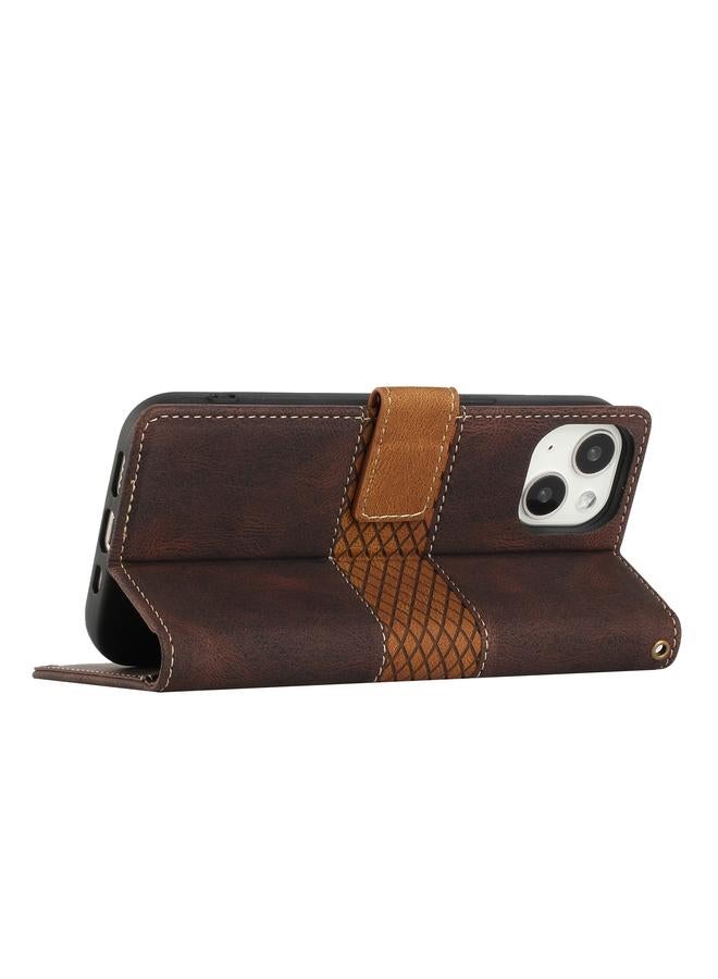 Zaboon Case For iPhone 13 Grid Stitching Leather Phone Case with Lanyard - Image 5