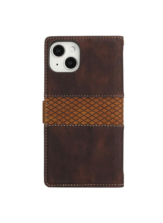 Zaboon Case For iPhone 13 Grid Stitching Leather Phone Case with Lanyard - Image 3