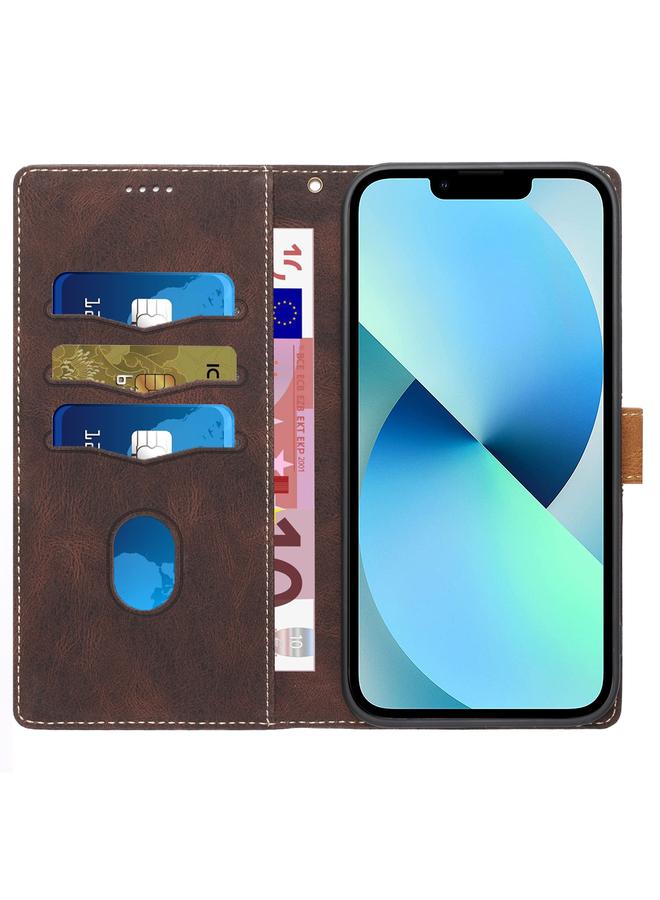 Zaboon Case For iPhone 13 Grid Stitching Leather Phone Case with Lanyard - Image 4