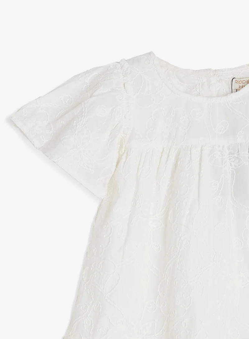 Ripples  Girls Embroidered Cotton Dress With Frill Hem for Women | Best Price UAE