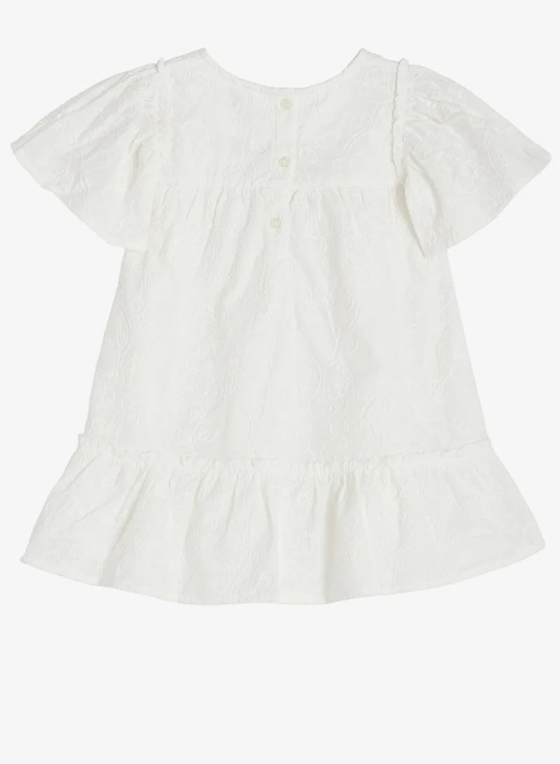 ريبلز مع نمشي Girls Embroidered Cotton Dress With Frill Hem