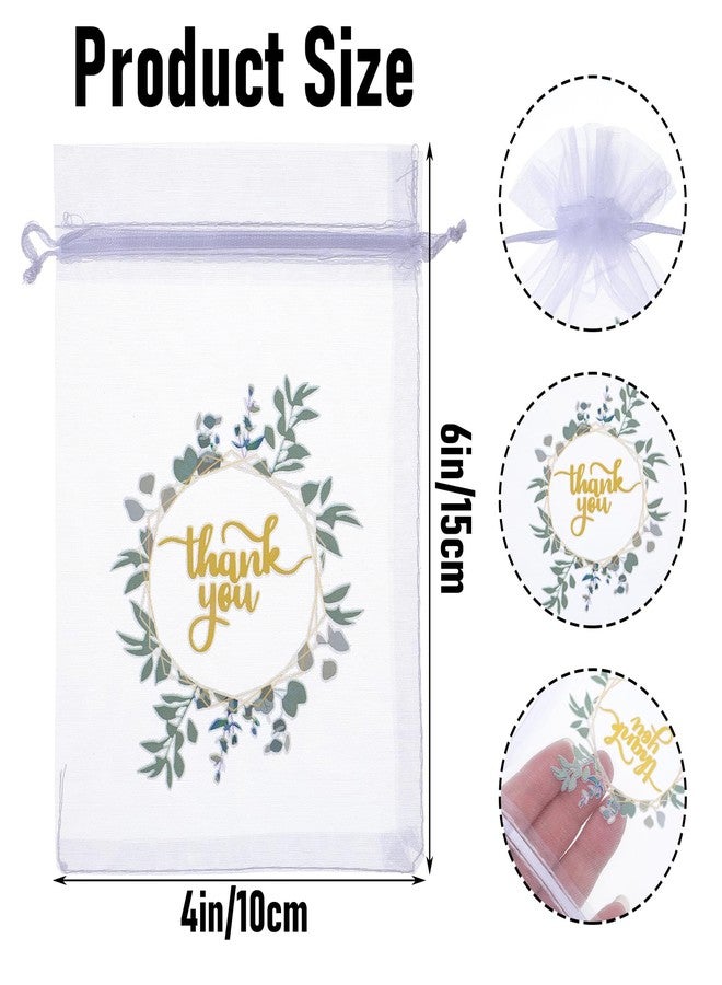 JOUTYFOR 100 Pcs Thank You Organza Bags for Wedding Treat, 4 x 6 Inch Small Jewelry Present Pocket with Drawstring Bulk, Mesh Wedding Party Favor Pocket for Sachet, Jewelry, Makeup Candy Organza Favor Bags - Image 2
