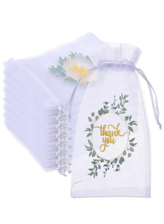 JOUTYFOR 100 Pcs Thank You Organza Bags for Wedding Treat, 4 x 6 Inch Small Jewelry Present Pocket with Drawstring Bulk, Mesh Wedding Party Favor Pocket for Sachet, Jewelry, Makeup Candy Organza Favor Bags - Image 1