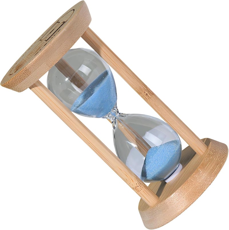 Elegant Wood Hourglass, 10-Minute Sand Timer with Blue Glow-in-The-Dark Sand, Mini Classic Hourglass, Clear Glass for Home Office Decor - Image 1