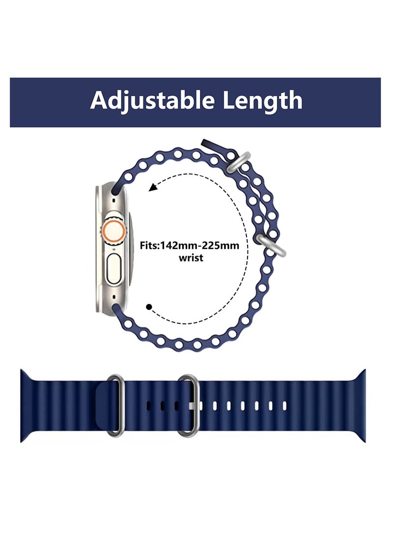 ELTRAZONE for Apple Watch Band Strap 38mm 40mm 41mm Ocean Silicone Sport Replacement Bands with Stainless Steel Buckle Soft Breathable Wristband for iWatch SE Series 8 7 6 5 4 3 2 1（Midnight Blue） - Image 5
