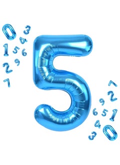KATCHON Blue Number 5 Balloon for 5th Birthday or Anniversary Decoration 40 Inch  - Image 1