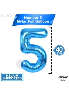 KATCHON Blue Number 5 Balloon for 5th Birthday or Anniversary Decoration 40 Inch  - Image 2