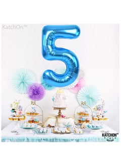 KATCHON Blue Number 5 Balloon for 5th Birthday or Anniversary Decoration 40 Inch  - Image 4