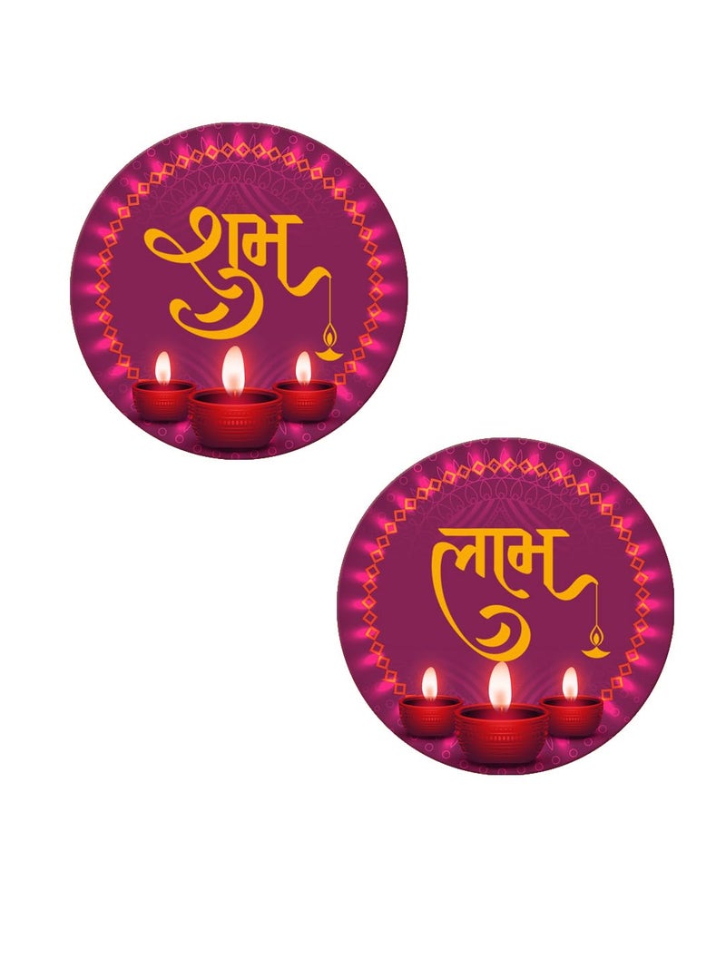 999Store Round shubh labh with Dipak Modern Art for Diwali puja and Door Entrance shubh labh (SLP009) - Image 2