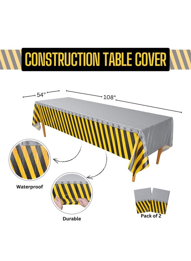 Blue Orchards Construction Table Covers (Pack Of 2) 54"X108" Xl Construction Party Decorations Construction Birthday Excavator Party Caution Now Entering Terrible Twos - Image 3