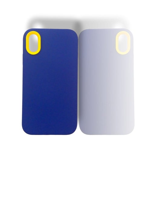 Back protection cover made of plastic for Apple iPhone XR with a frame inside to protect the phone - Blue