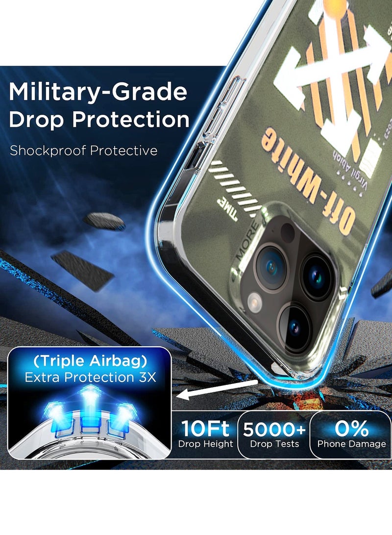 دبليو تيك غطاء حماية واقٍ بتصميم ملون من سلسلة مور لهاتف أبل آيفون 14 برو ماكس 2022 باللون الأبيض الفاتح/الزيتوني - Image 2