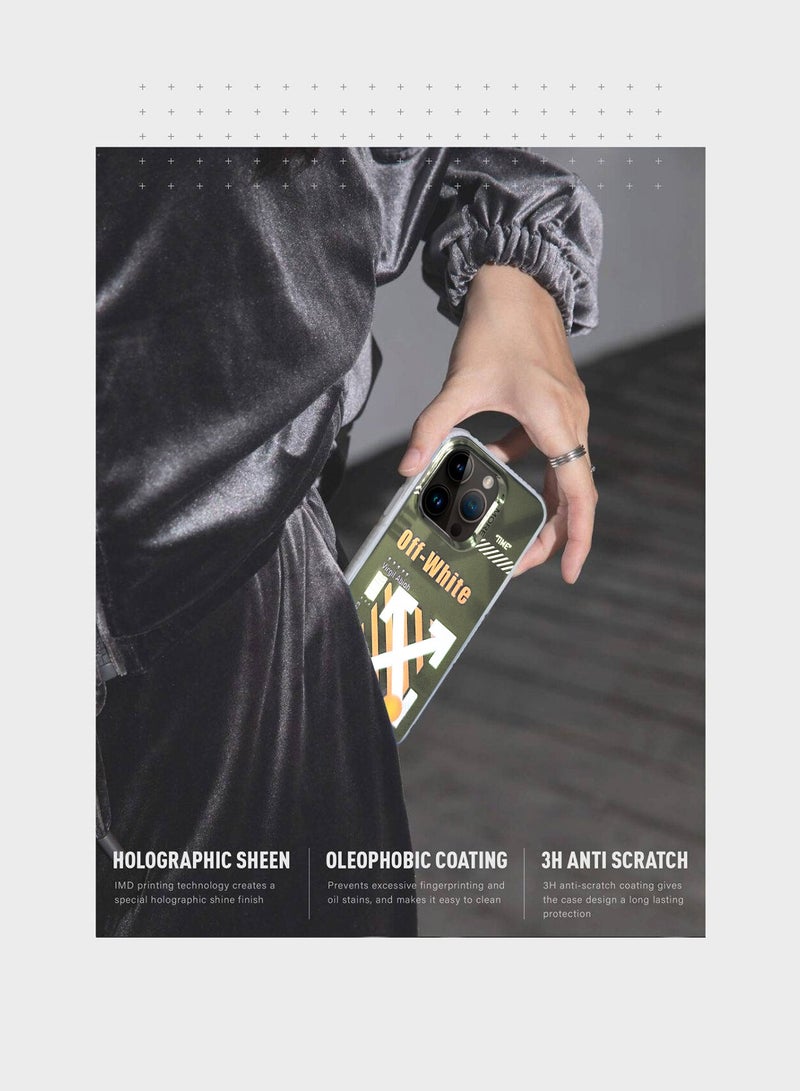 دبليو تيك غطاء حماية واقٍ بتصميم ملون من سلسلة مور لهاتف أبل آيفون 14 برو ماكس 2022 باللون الأبيض الفاتح/الزيتوني - Image 5