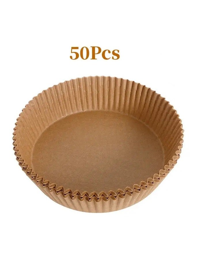 50PCS Of Non Stick Parchment Round Disposable Air Fryer Liner Food Grade Paper Baking Plates Heat Resistant For Kitchen Cooking Roasting Microwave Oven Frying Pan 6.3inch - Image 1