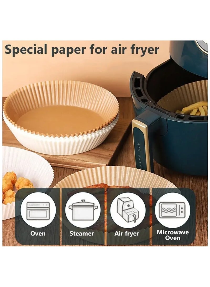 50PCS Of Non Stick Parchment Round Disposable Air Fryer Liner Food Grade Paper Baking Plates Heat Resistant For Kitchen Cooking Roasting Microwave Oven Frying Pan 6.3inch - Image 3