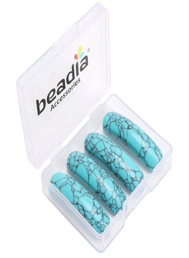 BEADIA Curved Blue Turquoise Stone Beads 36x10mm 4pcs for DIY Bracelet Jewelry Making - Image 1