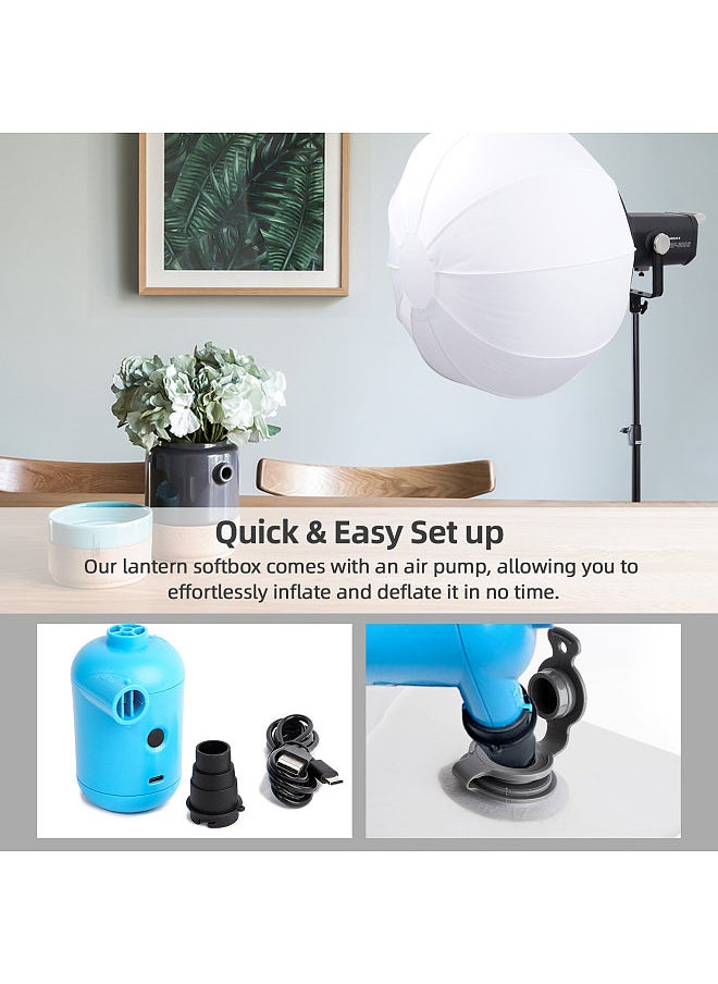 Generic 40cm/15.7in Quick Release Lantern Softbox Professional Bowens Mount Softbox Inflatable Easy Installation with Air Pump USB Cable for Photography Studio Photography Portrait Live Stream  - Image 4