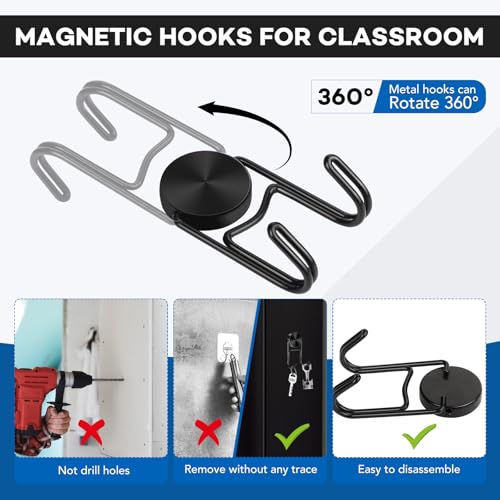 LOVIMAG Magnetic Hooks, 50lbs+ 2025 Cruise Cabin Ship Essentials Magnet Hook Heavy Duty Strong Magnets Refrigerator Fridge Hanging for Classroom Beach Vacation Kitchen Home Must Haves 5 Pcs (Black) - Image 5