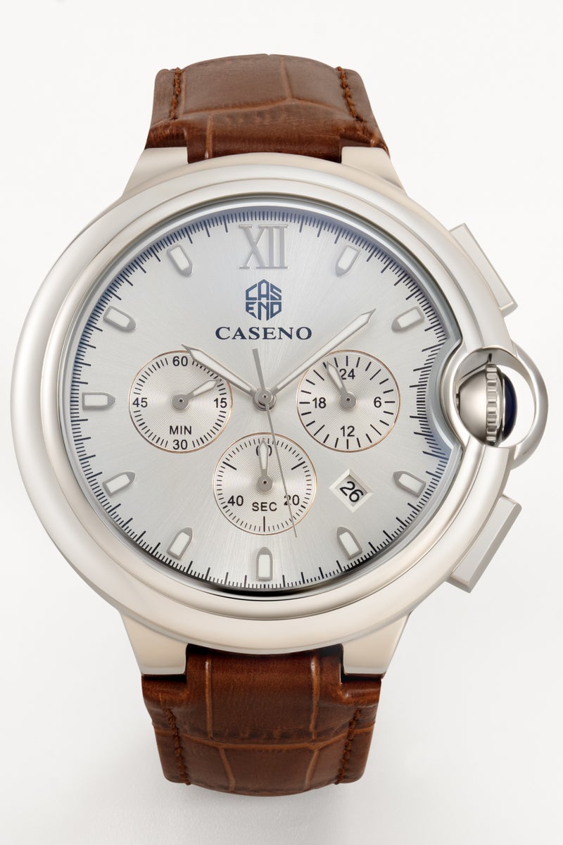 كاسانو ساعات رجالية فاخرة مقاومة للماء من الكوارتز كرونوغراف للرجال بحزام من الجلد الأصلي - Image 1