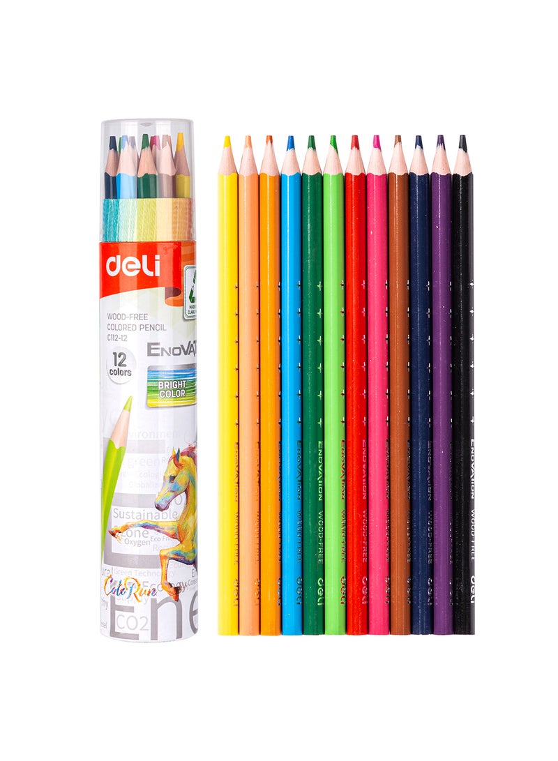 Deli Color Pencils, Art Supplies for Drawing, and Painting, Triangular Ergonomic Barrel, Pack of 12 Colors - Image 2