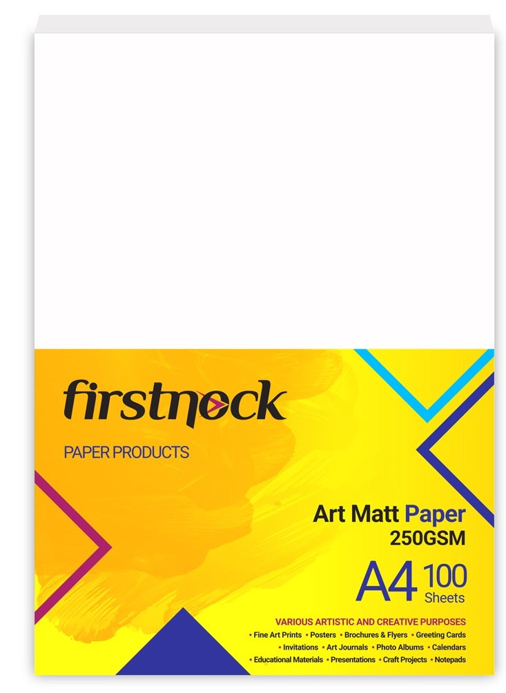firstnock - A4 Art Matt White Cardstock Paper 250GSM 100 Sheets Card Stock for Brochures, Flyers, Art Prints, Educational Materials, Invitations, Menus, DIY Projects Card Paper Blank White Cards - Image 1