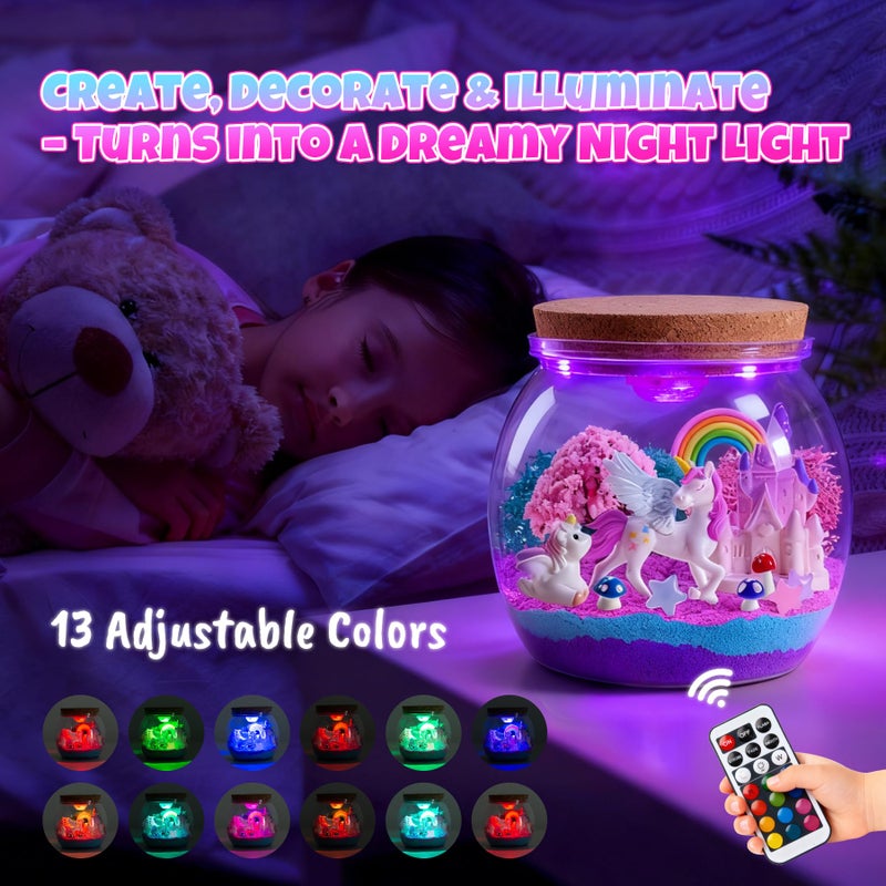 EVERICH TOY Unicorn Terrarium Kit for Girls, Light-Up DIY Craft Kit with LED Night Light, Arts & Crafts Gift for Girls Ages 4â€“12, Creative Unicorn Toys for Birthday Christmas Stocking Stuffers - Image 4