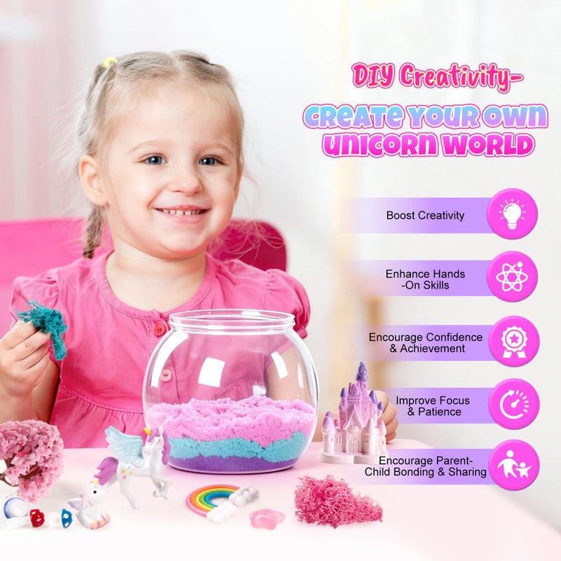EVERICH TOY Unicorn Terrarium Kit for Girls, Light-Up DIY Craft Kit with LED Night Light, Arts & Crafts Gift for Girls Ages 4â€“12, Creative Unicorn Toys for Birthday Christmas Stocking Stuffers - Image 3