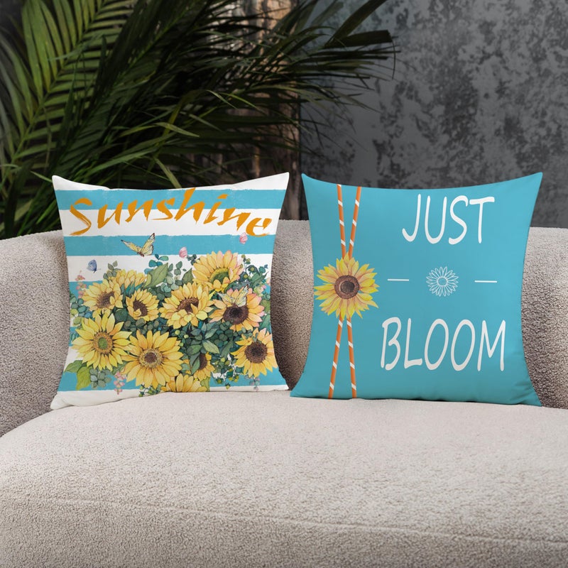 Mimkus Spring Floral Throw Pillow Covers 18x18 Set of 4 Wildflowers Plants Butterfly Garden Patio Decorative Pillow Cushion Cases Outdoor Cushion Covers for Couch Sofa - Image 5