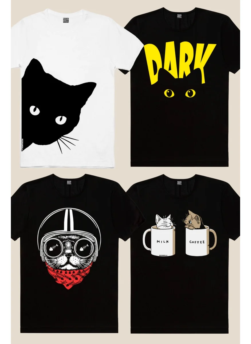 روك اند رول Rock & Roll Cat World 4-Pack Men's T-Shirt Super Eco Pack